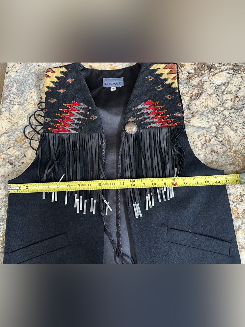 Gorgeous vtg Krista Koeppe designer wool beaded vest w fringe collectible
Rare - Picture 15 of 16